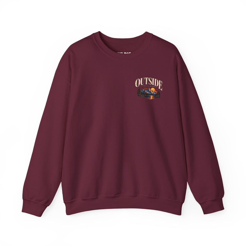 Outside Scenic Crewneck — Mountain Sunset Nature Graphic