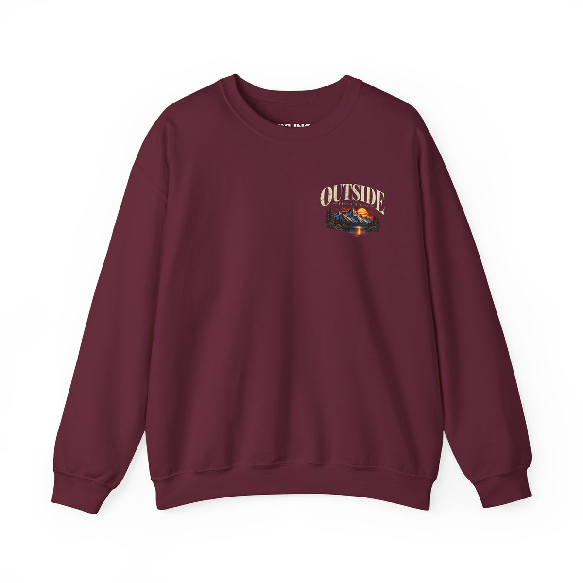 Outside Scenic Crewneck — Mountain Sunset Nature Graphic
