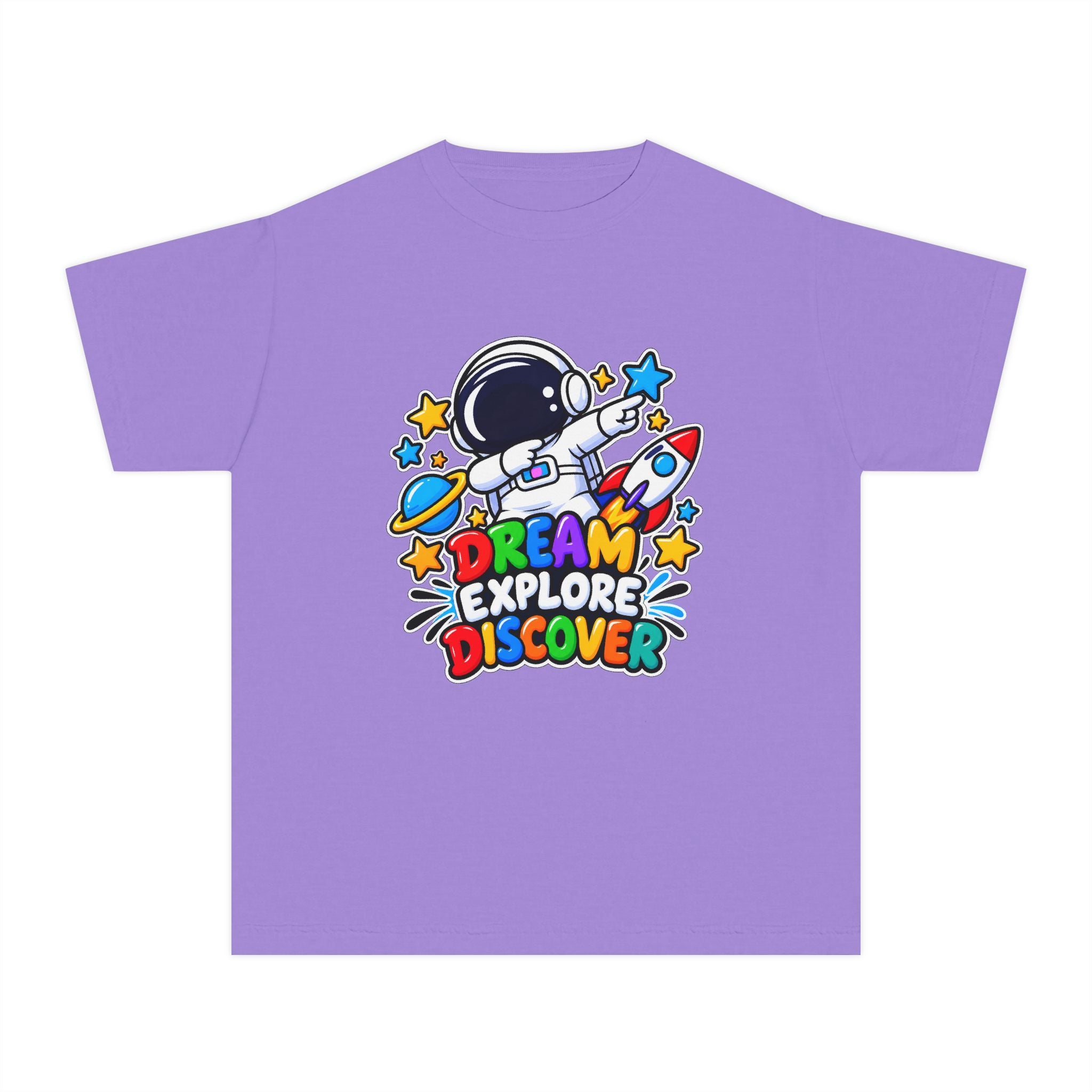 Youth Space Adventure Tee – “Dream Explore Discover / Small Steps Big Future”
