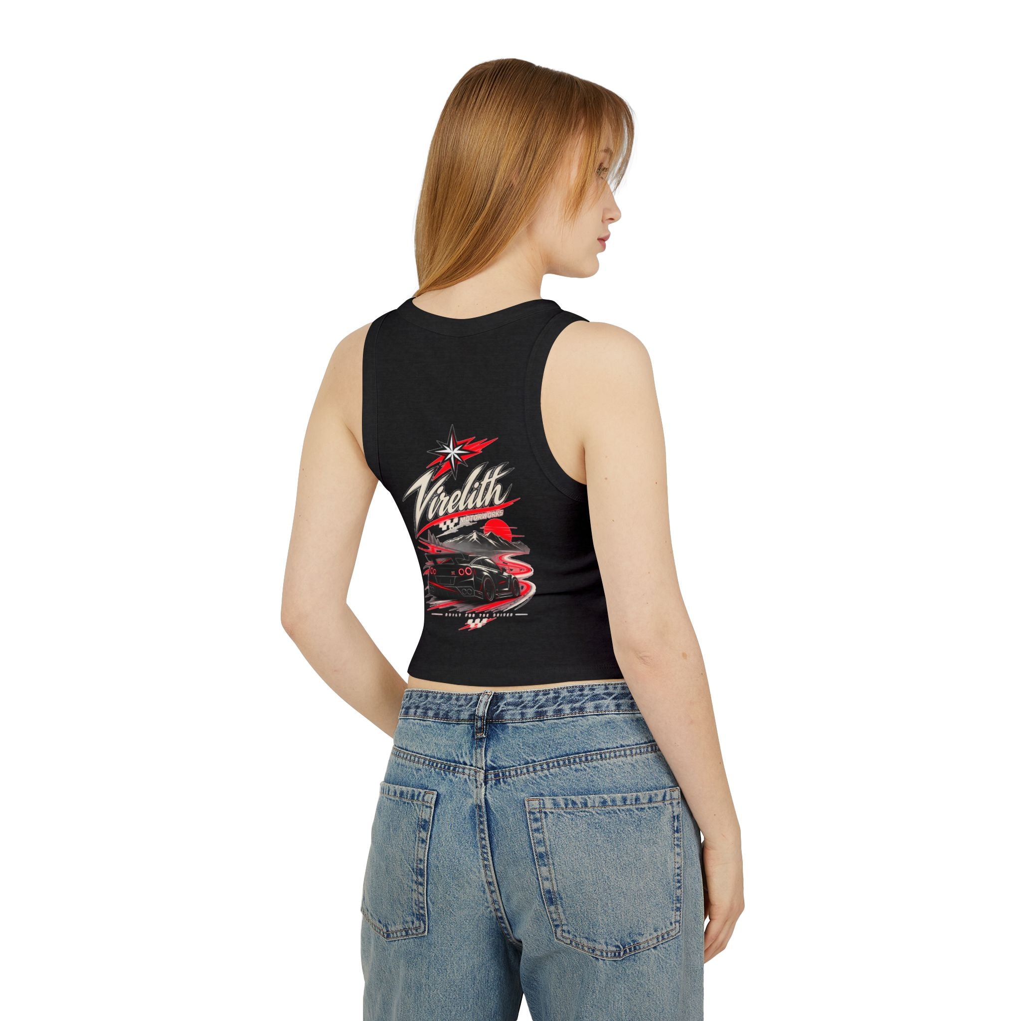 Racer Tank Top — Vintage Speed Virelith Graphic (Front Logo & Back Racing Car)