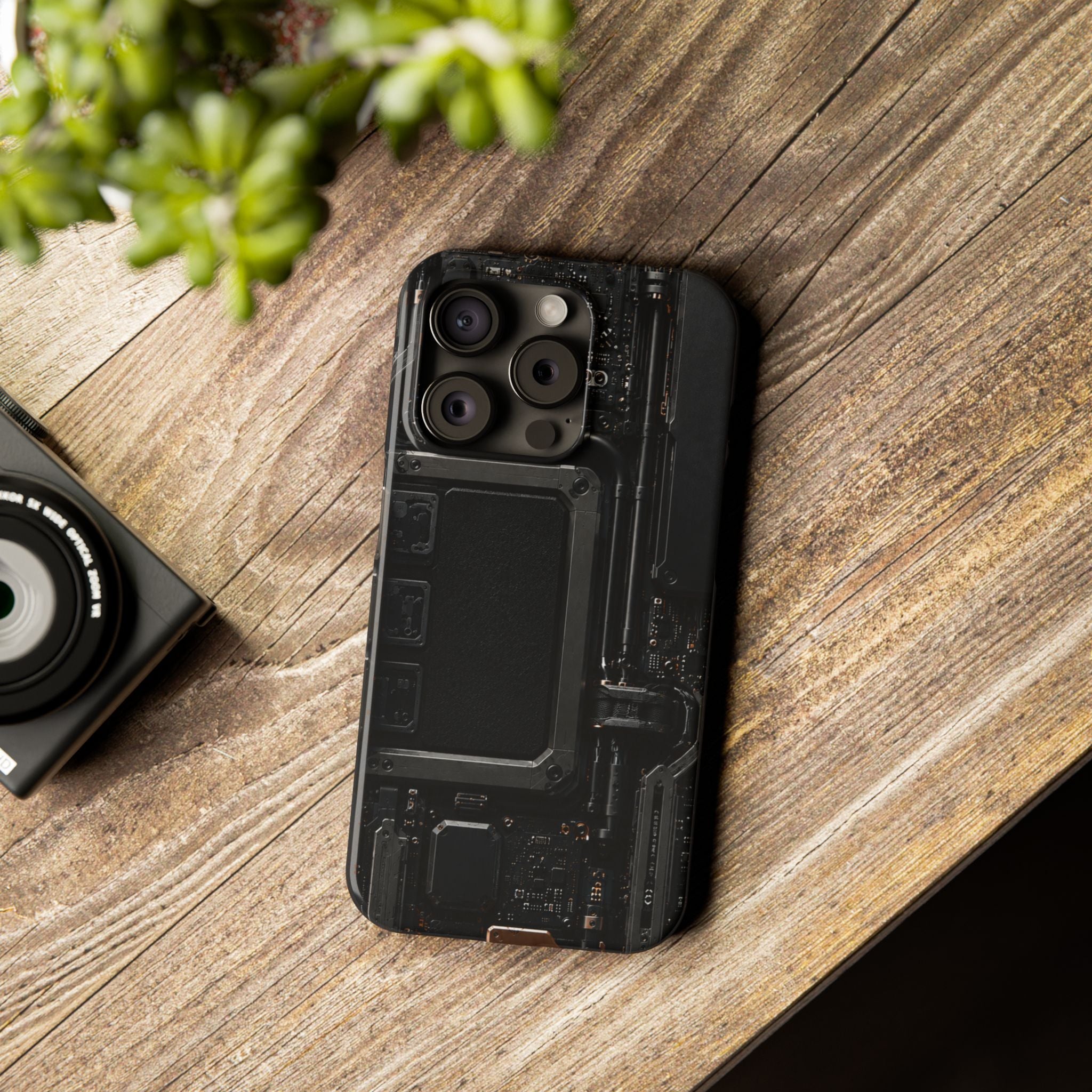 Slim Phone Case — Black Circuit Tech Design