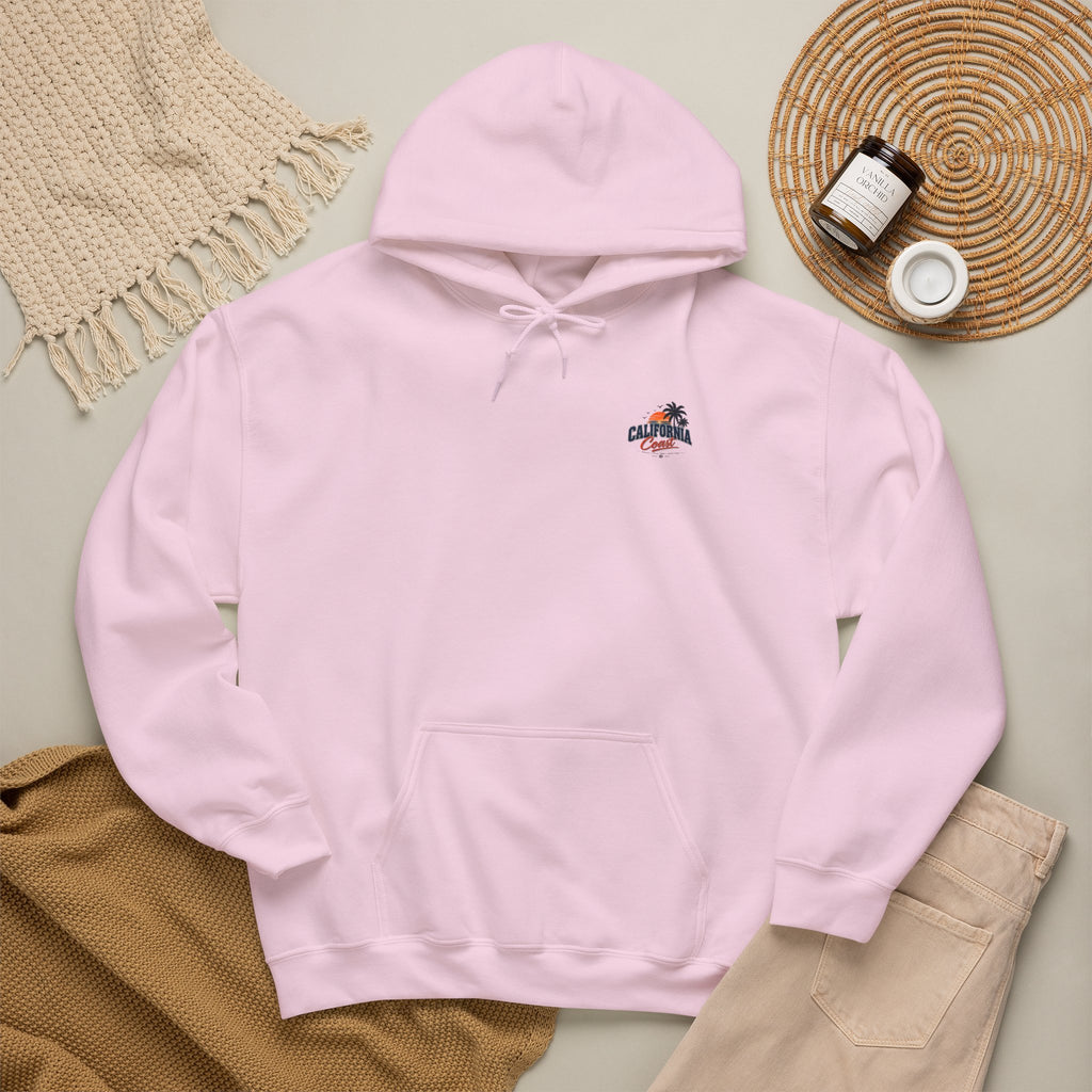 California Coast Hoodie — Vintage Car Sunset Palm Beach Graphic