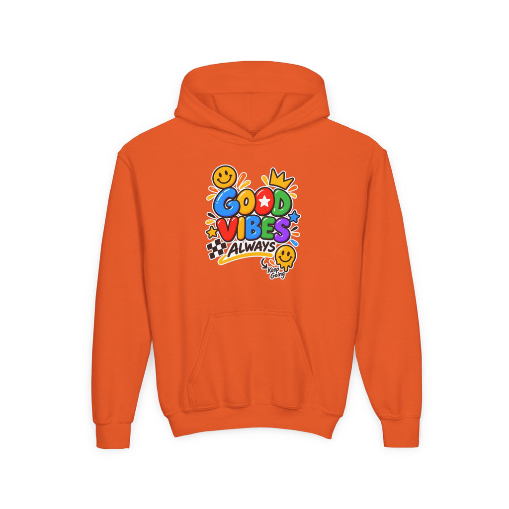 Youth Hoodie - "Good Vibes Always" Colorful Positive Graphic