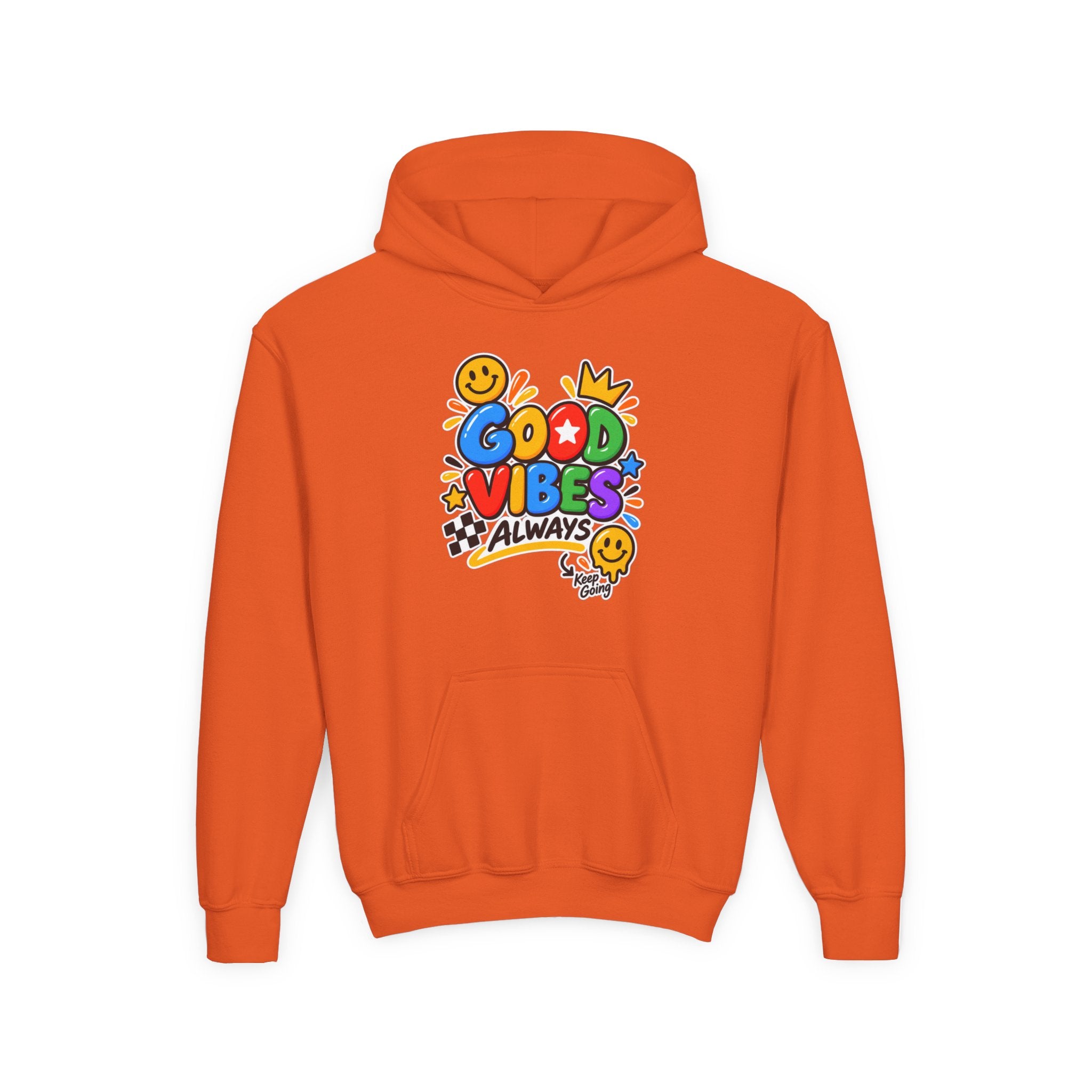 Youth Hoodie - "Good Vibes Always" Colorful Positive Graphic