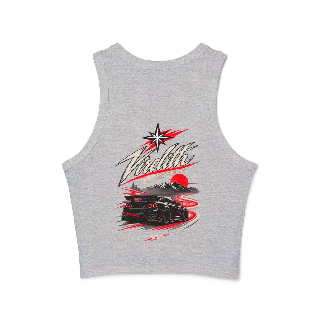 Racer Tank Top — Vintage Speed Virelith Graphic (Front Logo & Back Racing Car)