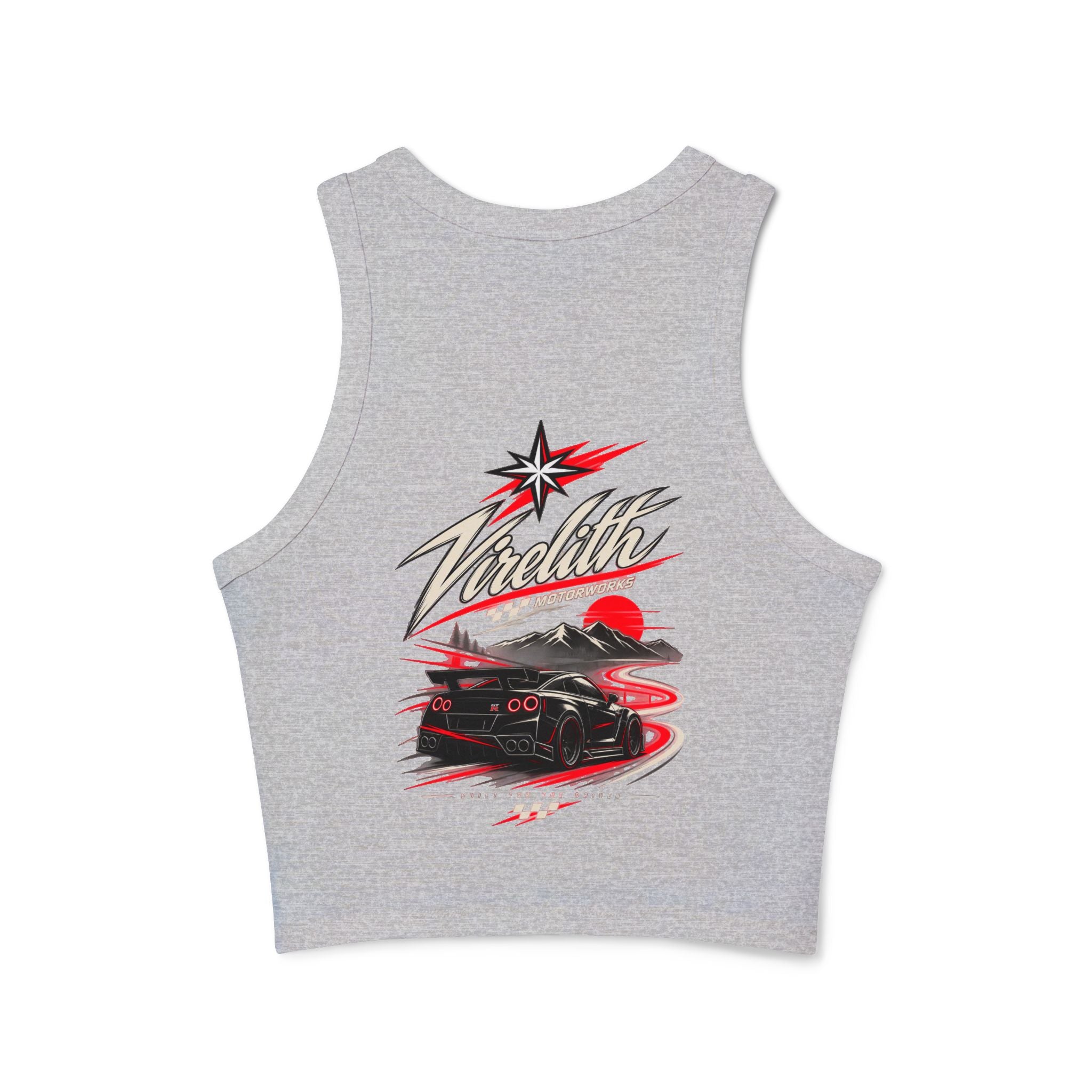 Racer Tank Top — Vintage Speed Virelith Graphic (Front Logo & Back Racing Car)