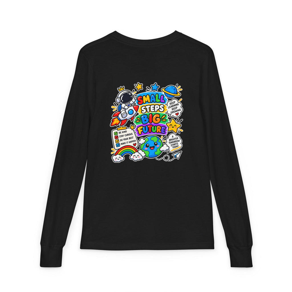 Youth Long Sleeve Tee — 'Dream Explore Discover' Colorful Space Kids Shirt
