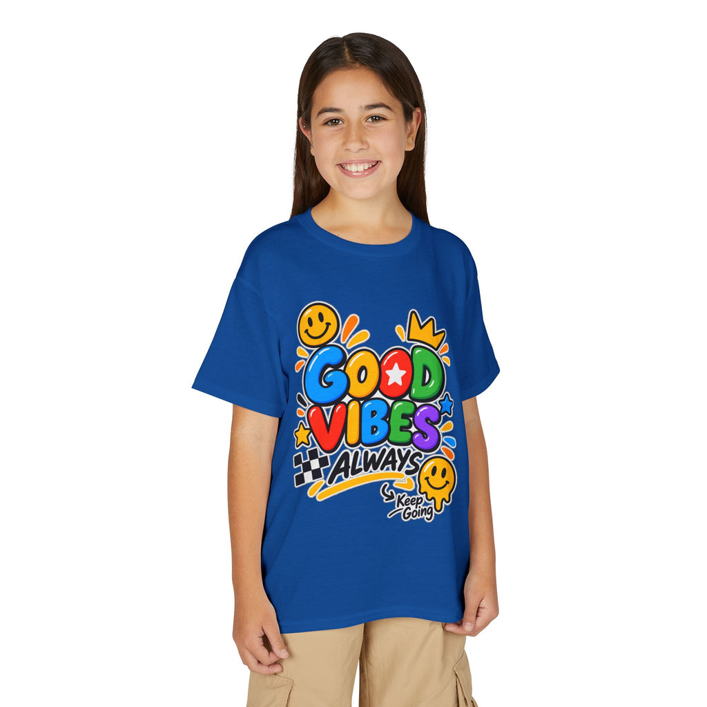 Youth T-Shirt — "Good Vibes Always" Colorful Positive Message Tee