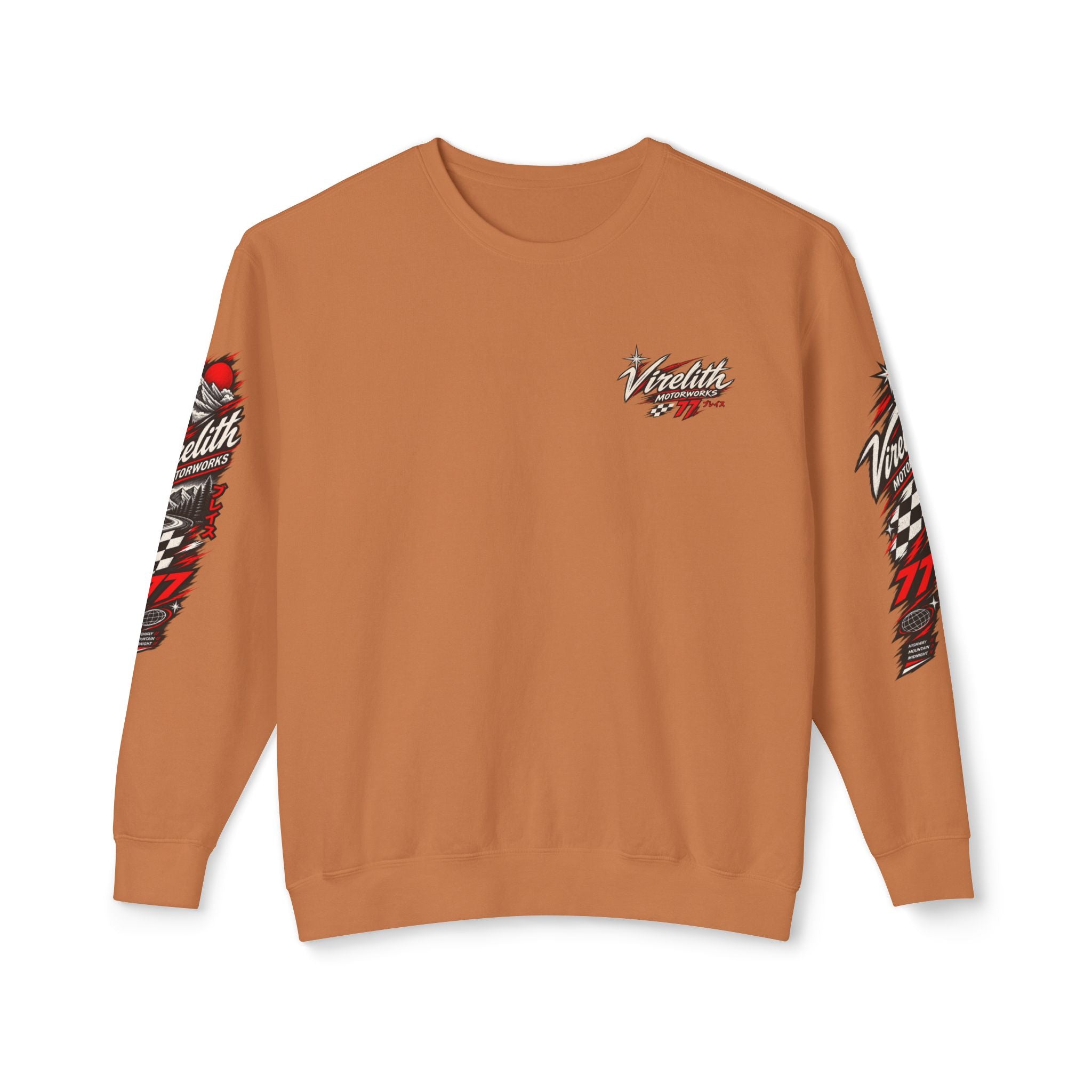 Motorworks Racing Crewneck Sweatshirt | Vintage Sleeve Graphic