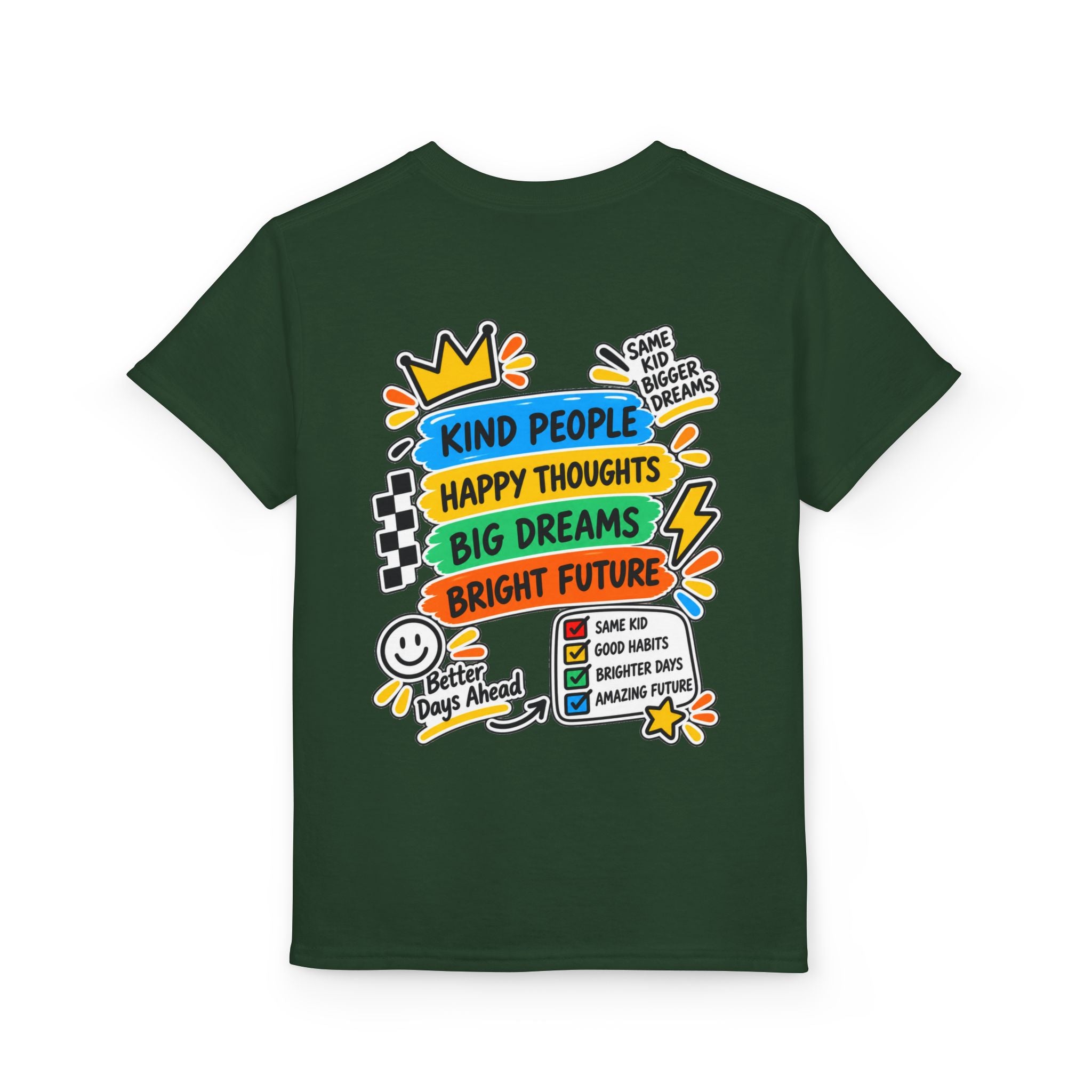Youth T-Shirt — "Good Vibes Always" Colorful Positive Message Tee