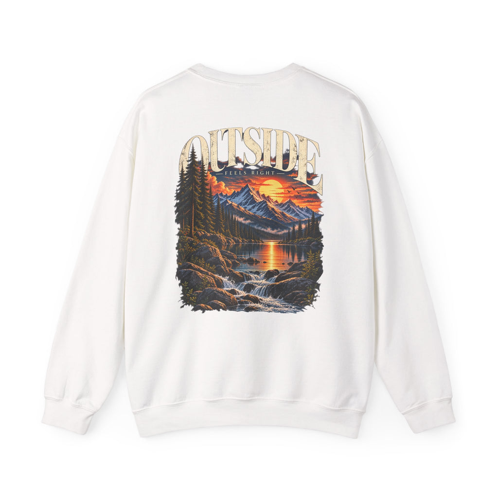 Outside Scenic Crewneck — Mountain Sunset Nature Graphic