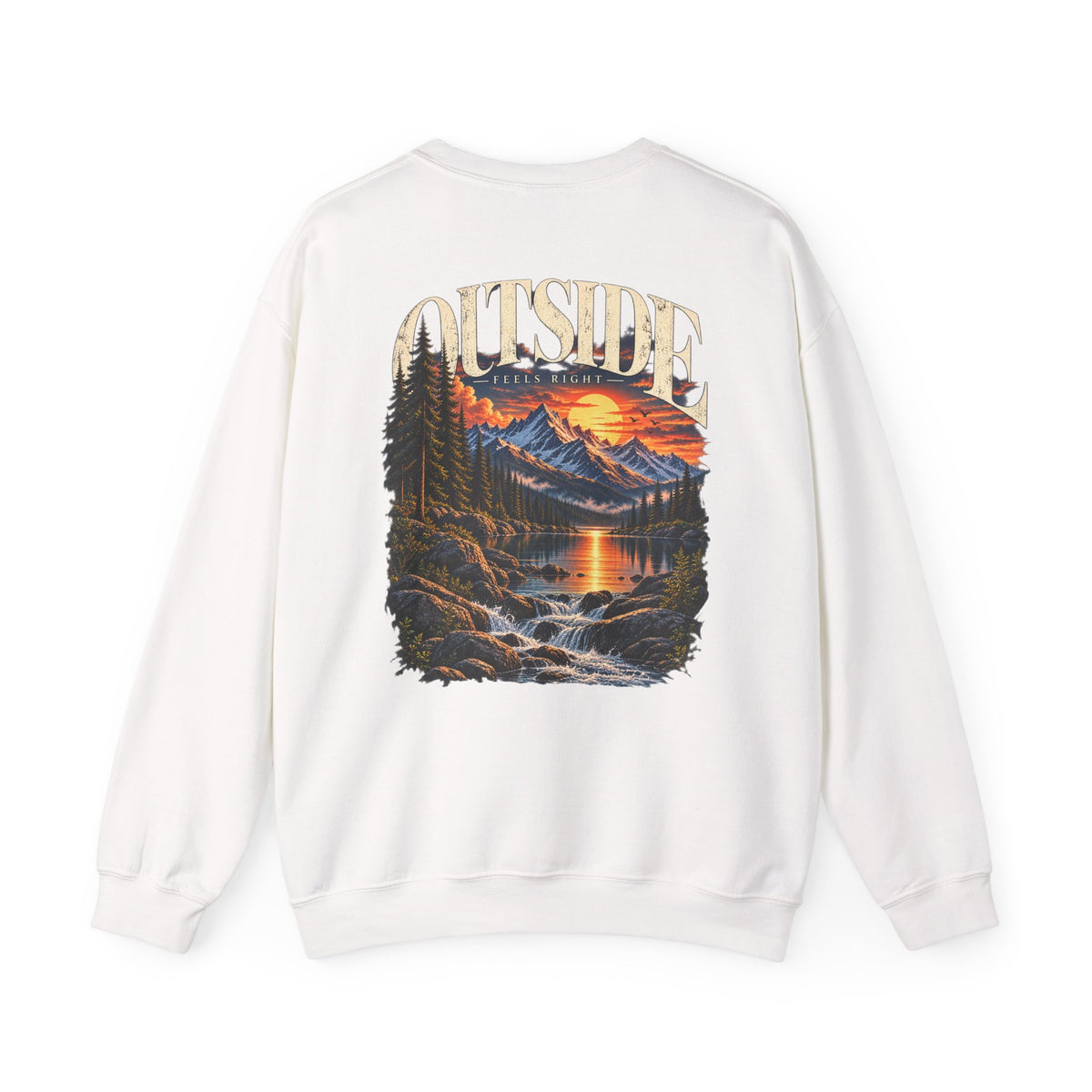 Outside Scenic Crewneck — Mountain Sunset Nature Graphic