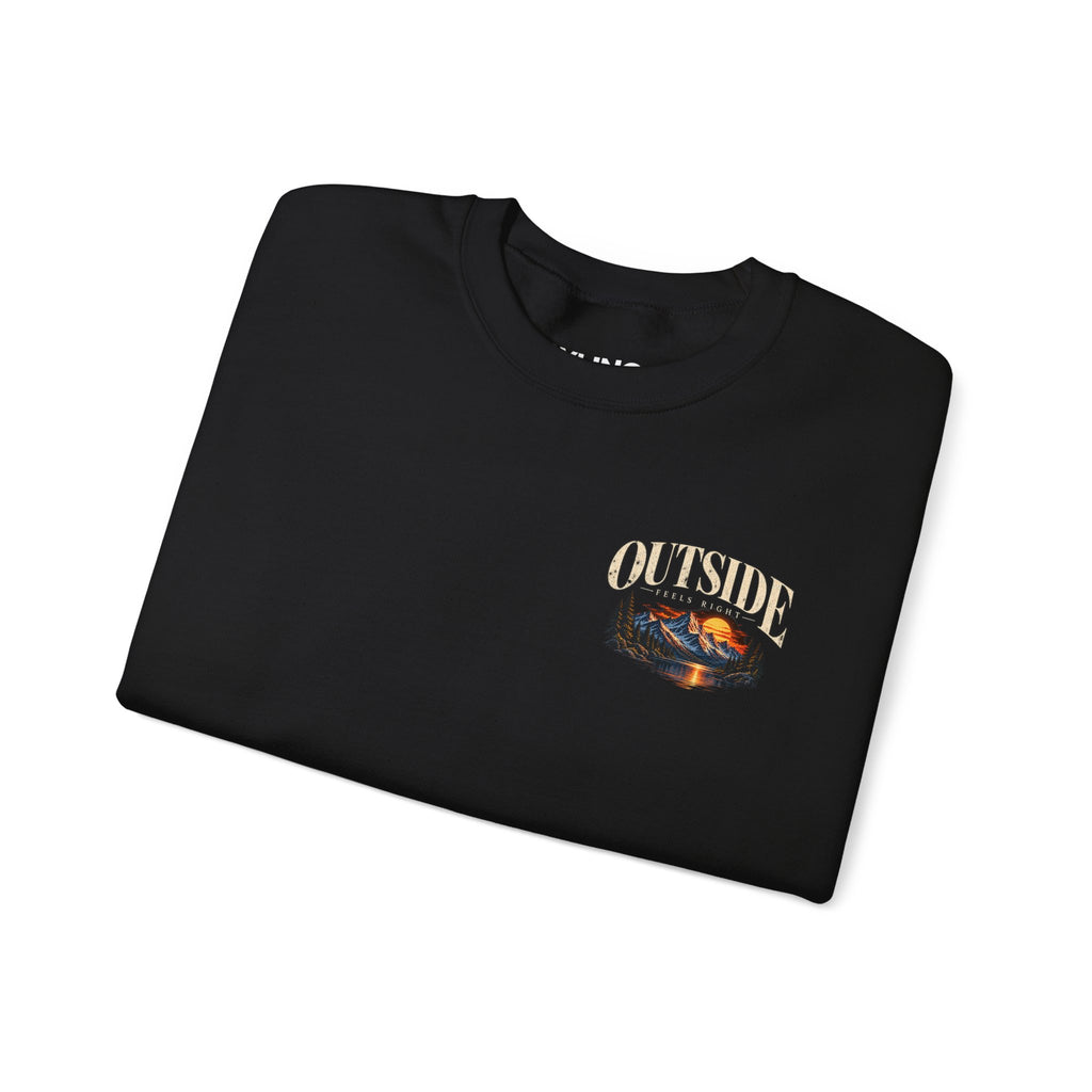 Outside Scenic Crewneck — Mountain Sunset Nature Graphic