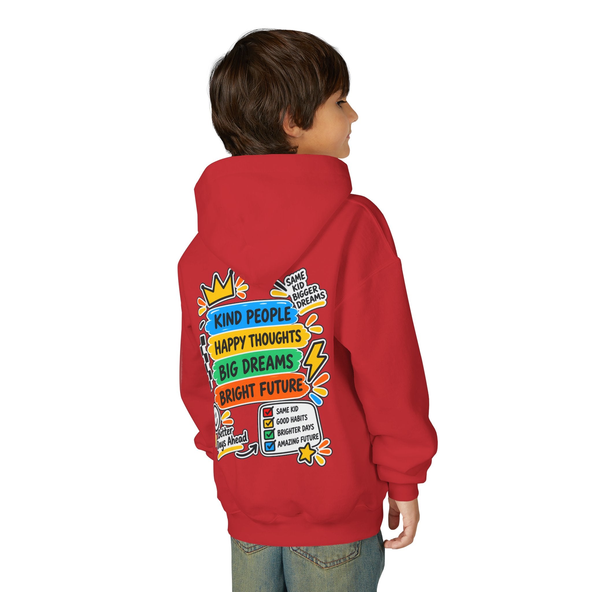 Youth Hoodie - "Good Vibes Always" Colorful Positive Graphic