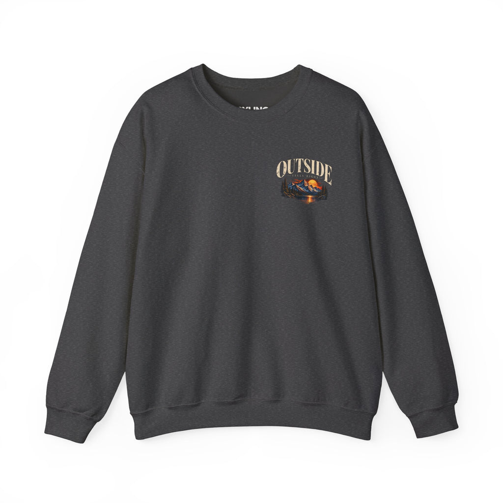 Outside Scenic Crewneck — Mountain Sunset Nature Graphic