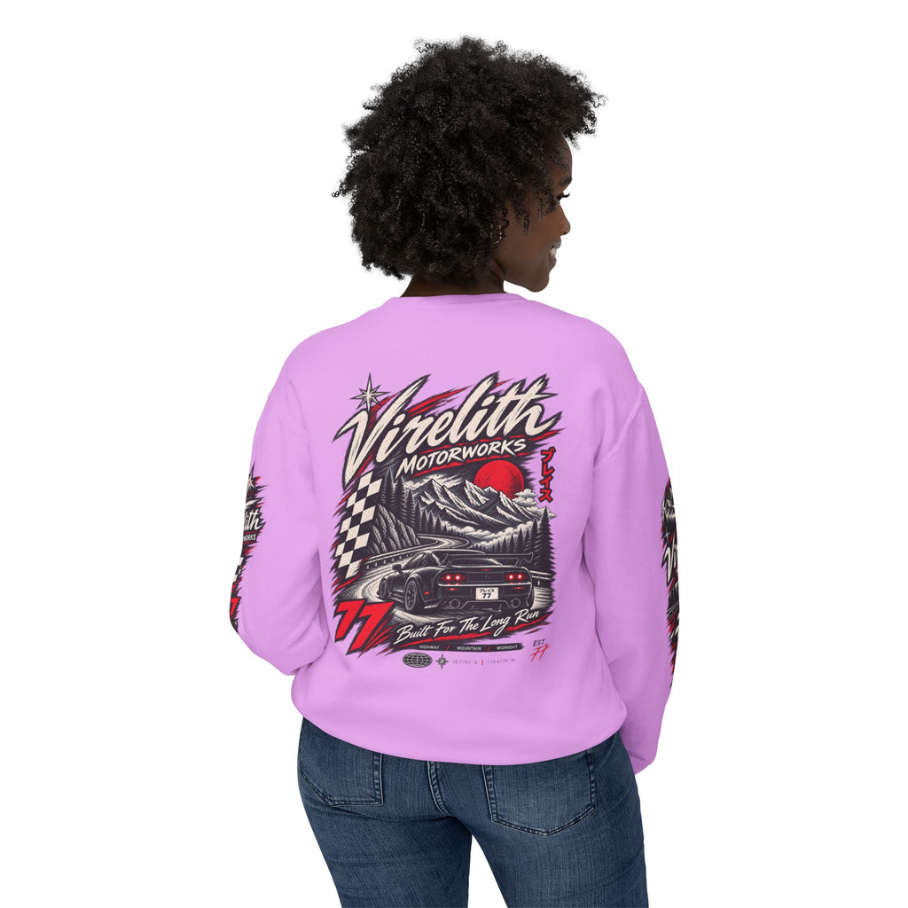 Motorworks Racing Crewneck Sweatshirt | Vintage Sleeve Graphic