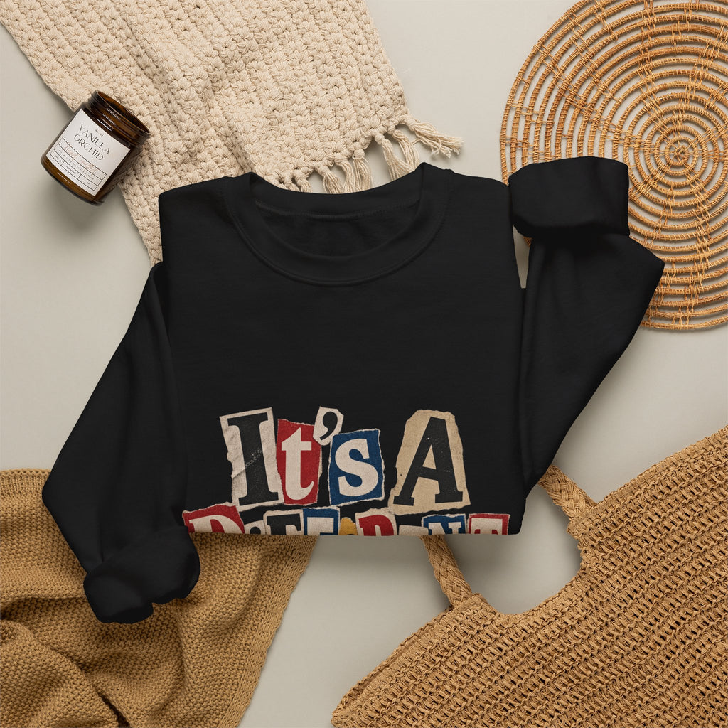 Crewneck Sweatshirt - "It's A Different Story" Retro Collage Graphic