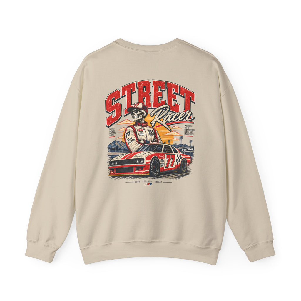 Street Racer Crewneck Sweatshirt — Vintage Car Racing Graphic
