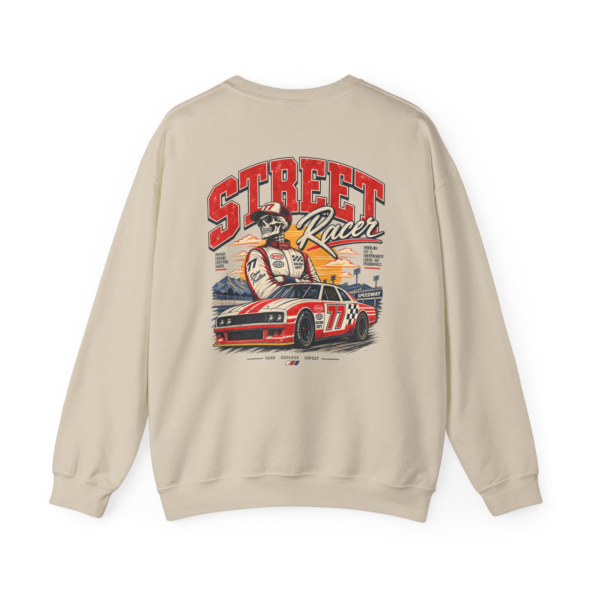 Street Racer Crewneck Sweatshirt — Vintage Car Racing Graphic