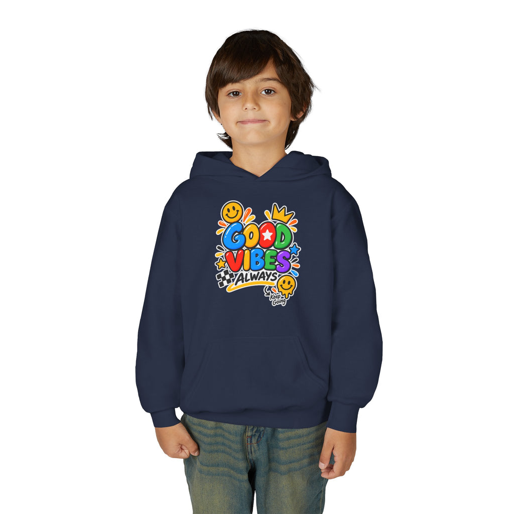 Youth Hoodie - "Good Vibes Always" Colorful Positive Graphic