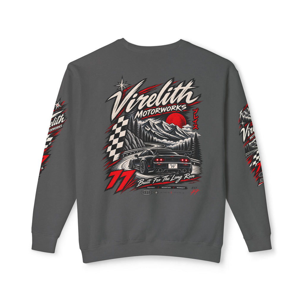 Motorworks Racing Crewneck Sweatshirt | Vintage Sleeve Graphic