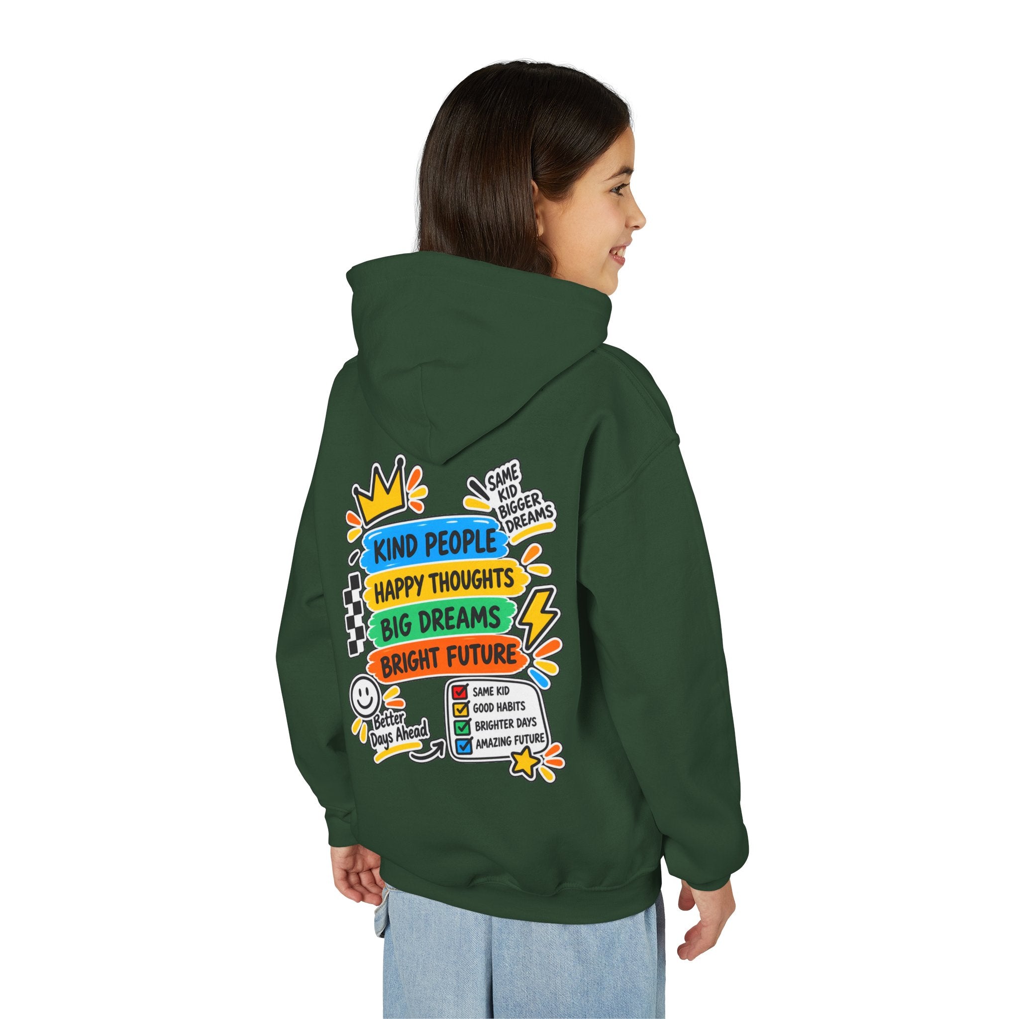 Youth Hoodie - "Good Vibes Always" Colorful Positive Graphic