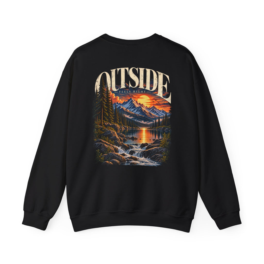 Outside Scenic Crewneck — Mountain Sunset Nature Graphic