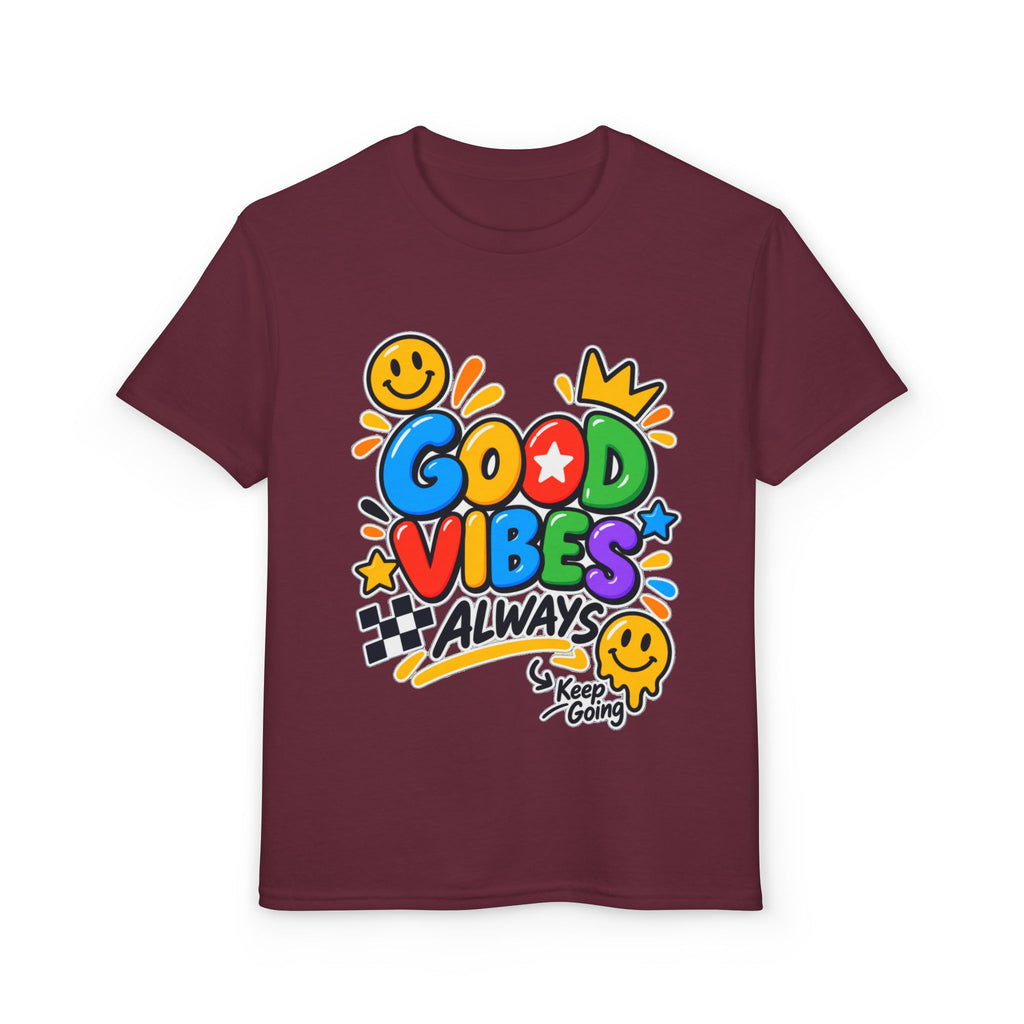 Youth T-Shirt — "Good Vibes Always" Colorful Positive Message Tee