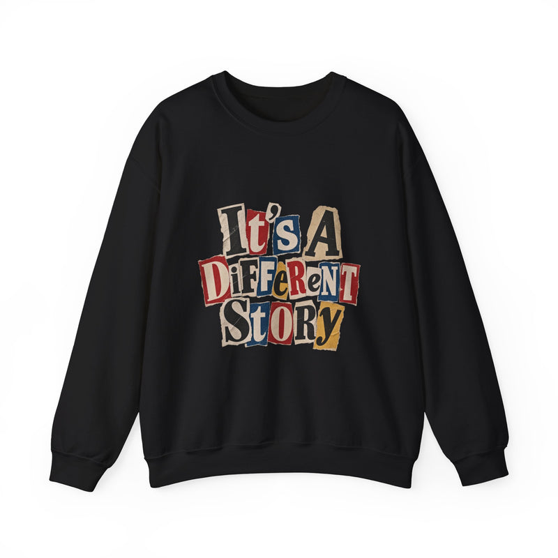 Crewneck Sweatshirt - "It's A Different Story" Retro Collage Graphic