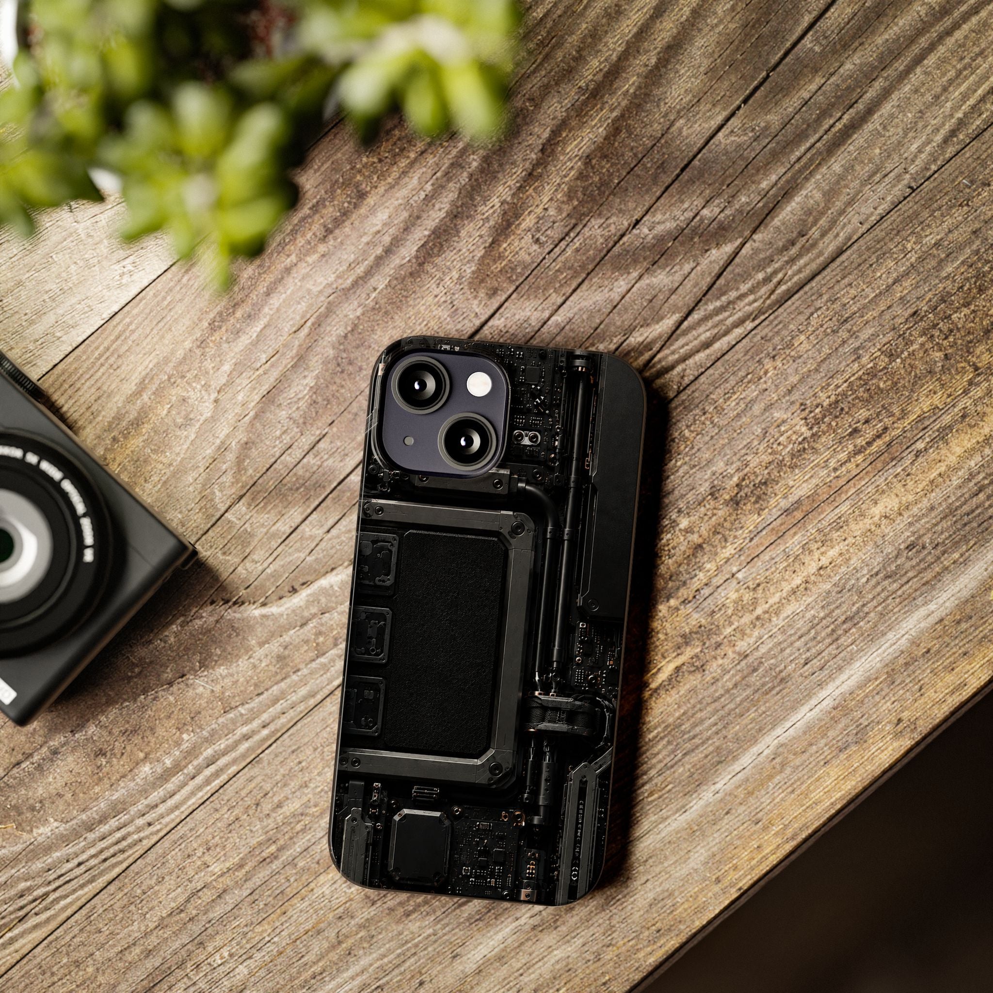 Slim Phone Case — Black Circuit Tech Design