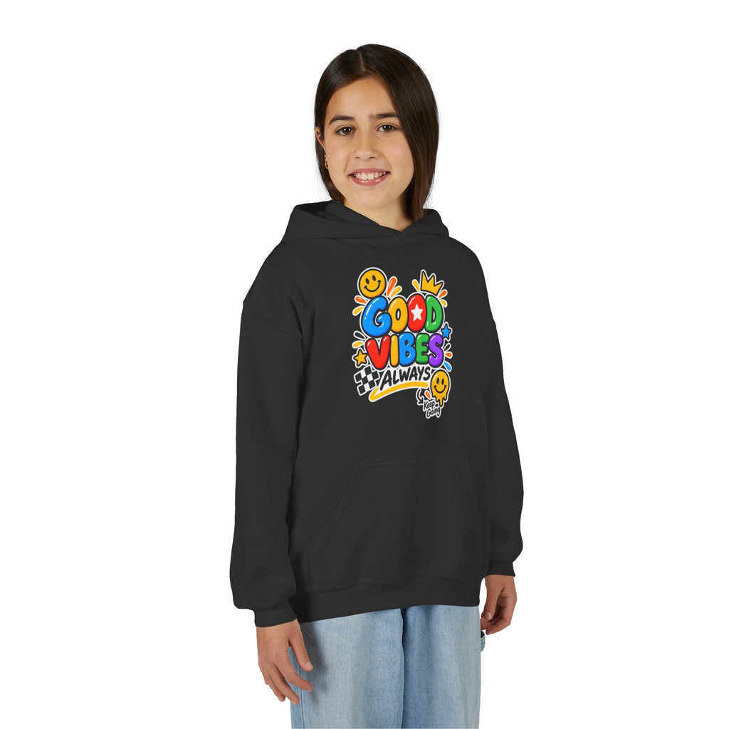 Youth Hoodie - "Good Vibes Always" Colorful Positive Graphic