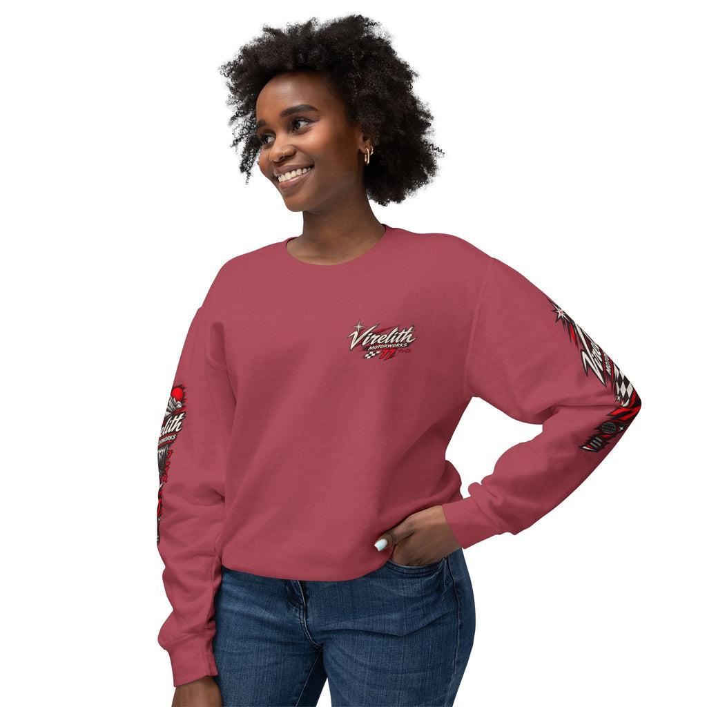 Motorworks Racing Crewneck Sweatshirt | Vintage Sleeve Graphic