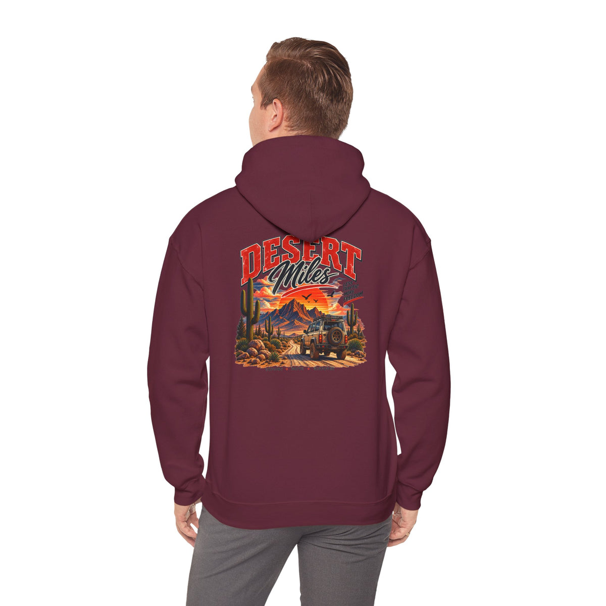 Desert Camp Graphic Hoodie – 'Desert' Sunset Cactus Pullover