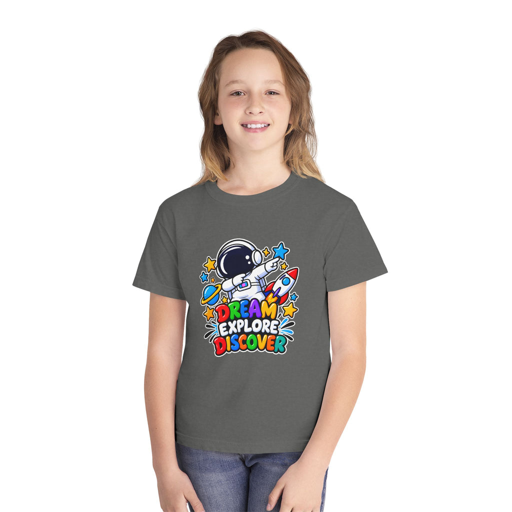 Youth Space Adventure Tee – “Dream Explore Discover / Small Steps Big Future”
