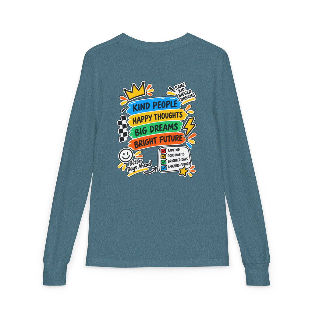 Good Vibes Always Youth Long Sleeve Tee — Positive Message Kids Shirt