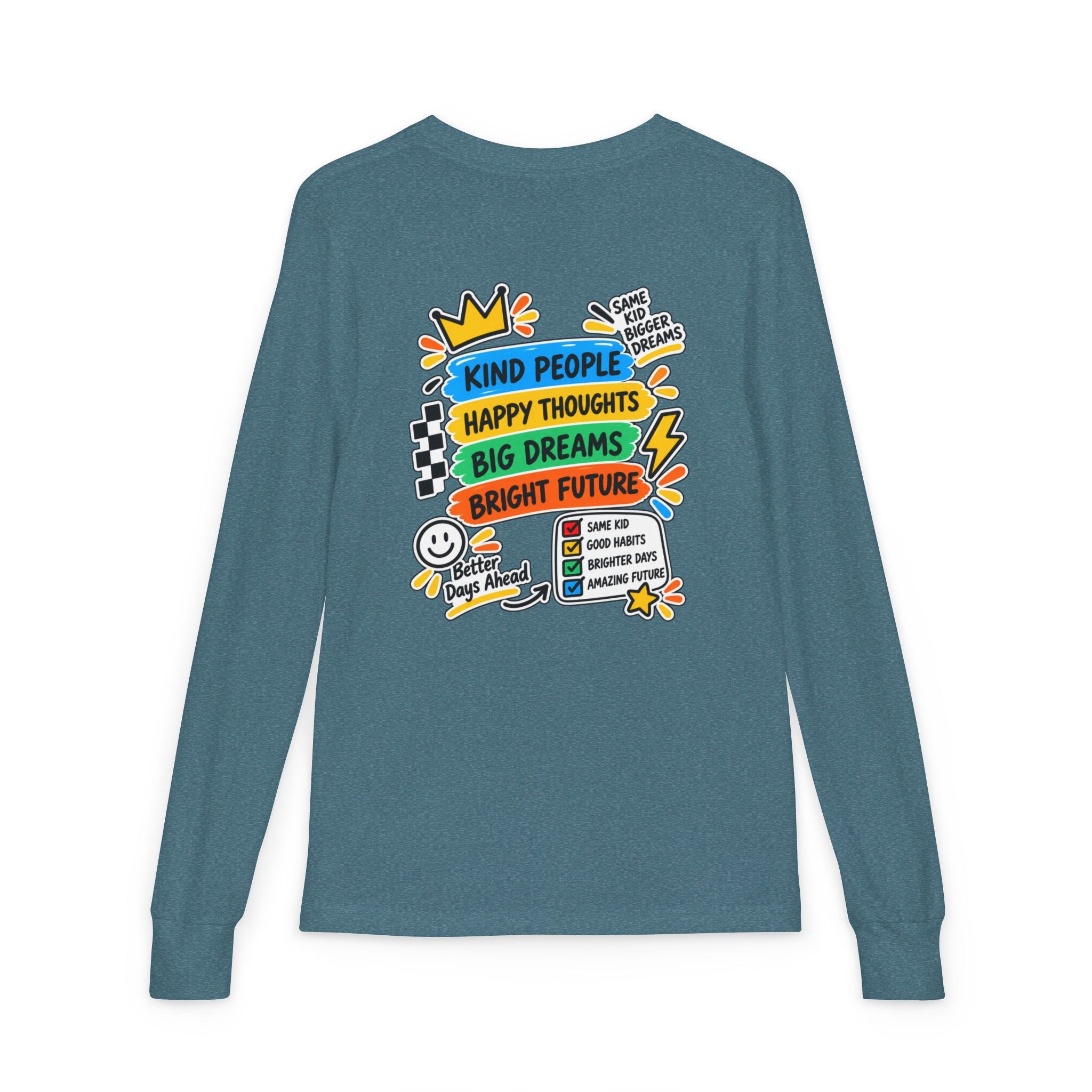 Good Vibes Always Youth Long Sleeve Tee — Positive Message Kids Shirt