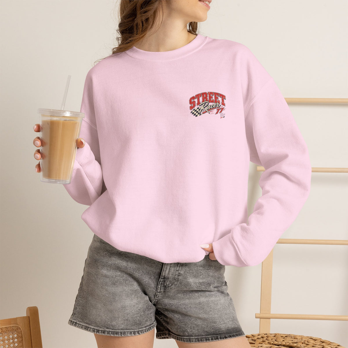 Street Racer Crewneck Sweatshirt — Vintage Car Racing Graphic