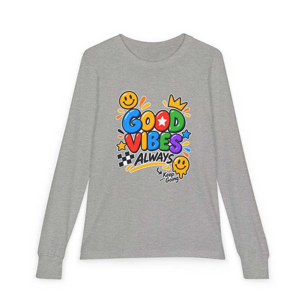 Good Vibes Always Youth Long Sleeve Tee — Positive Message Kids Shirt