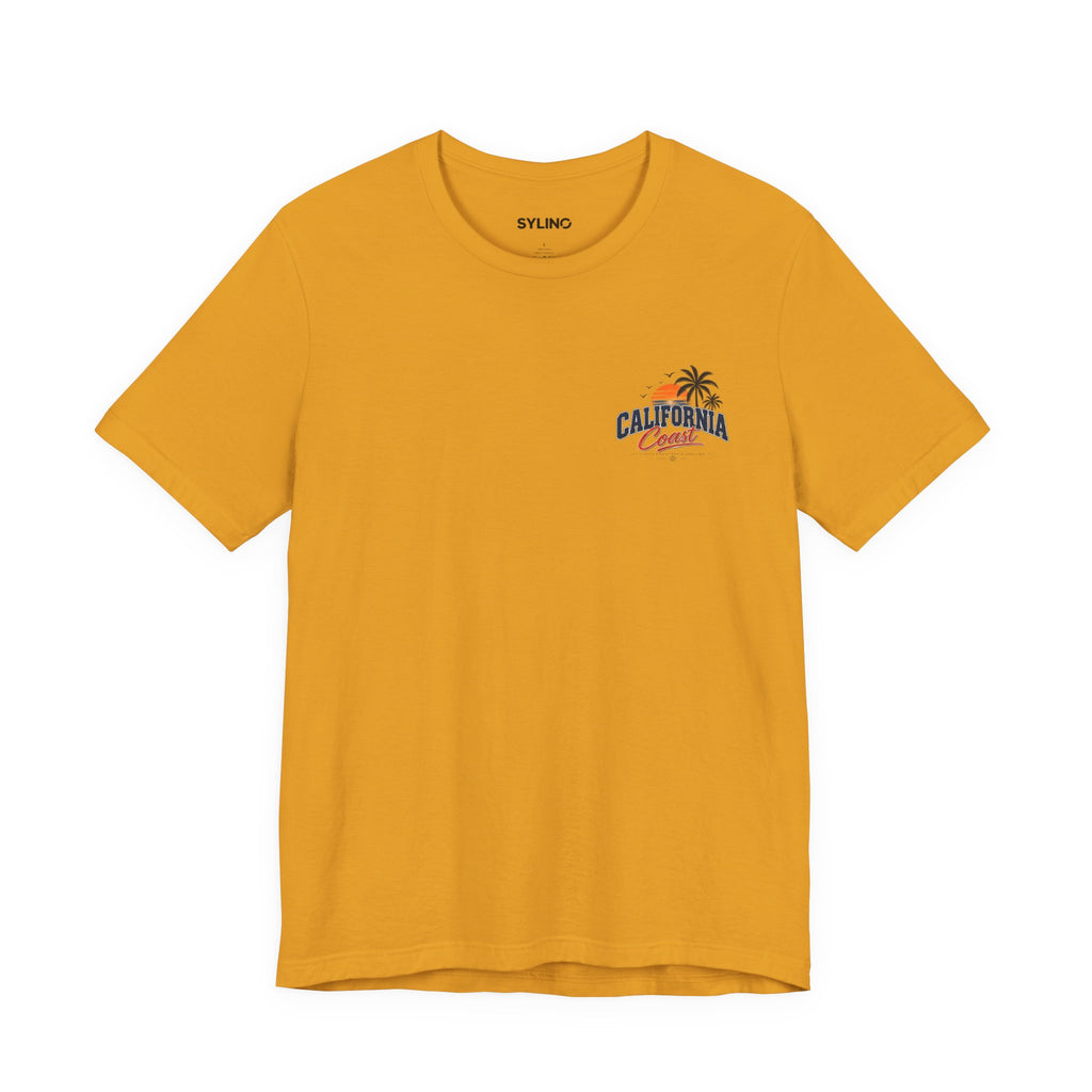 California Coast Pocket Tee — Retro Palm Surf Graphic