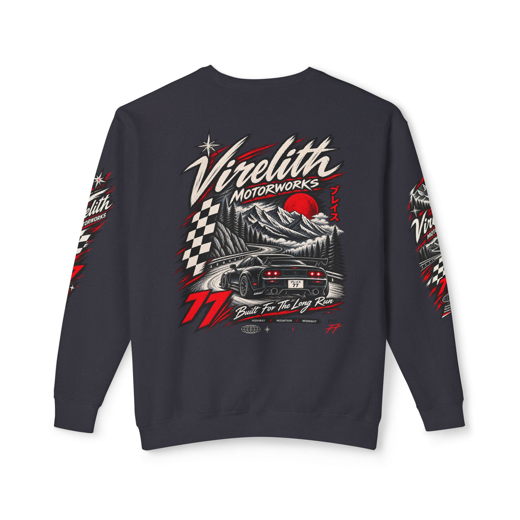 Motorworks Racing Crewneck Sweatshirt | Vintage Sleeve Graphic