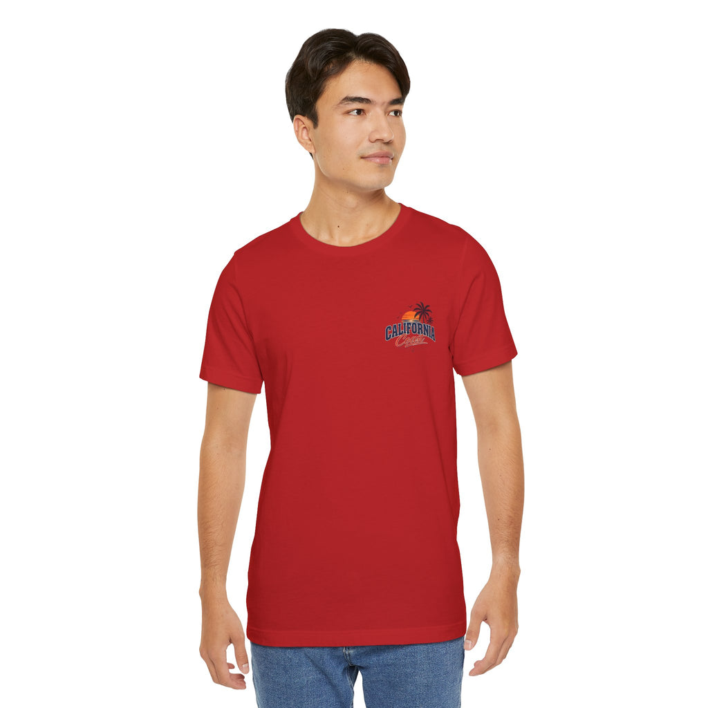 California Coast Pocket Tee — Retro Palm Surf Graphic
