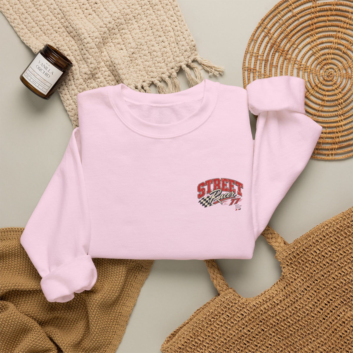 Street Racer Crewneck Sweatshirt — Vintage Car Racing Graphic