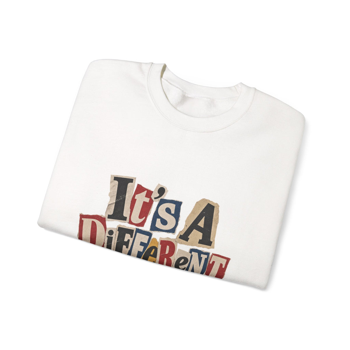 Crewneck Sweatshirt - "It's A Different Story" Retro Collage Graphic