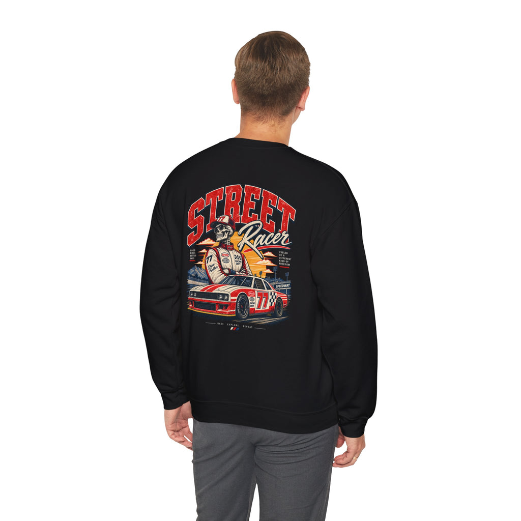 Street Racer Crewneck Sweatshirt — Vintage Car Racing Graphic