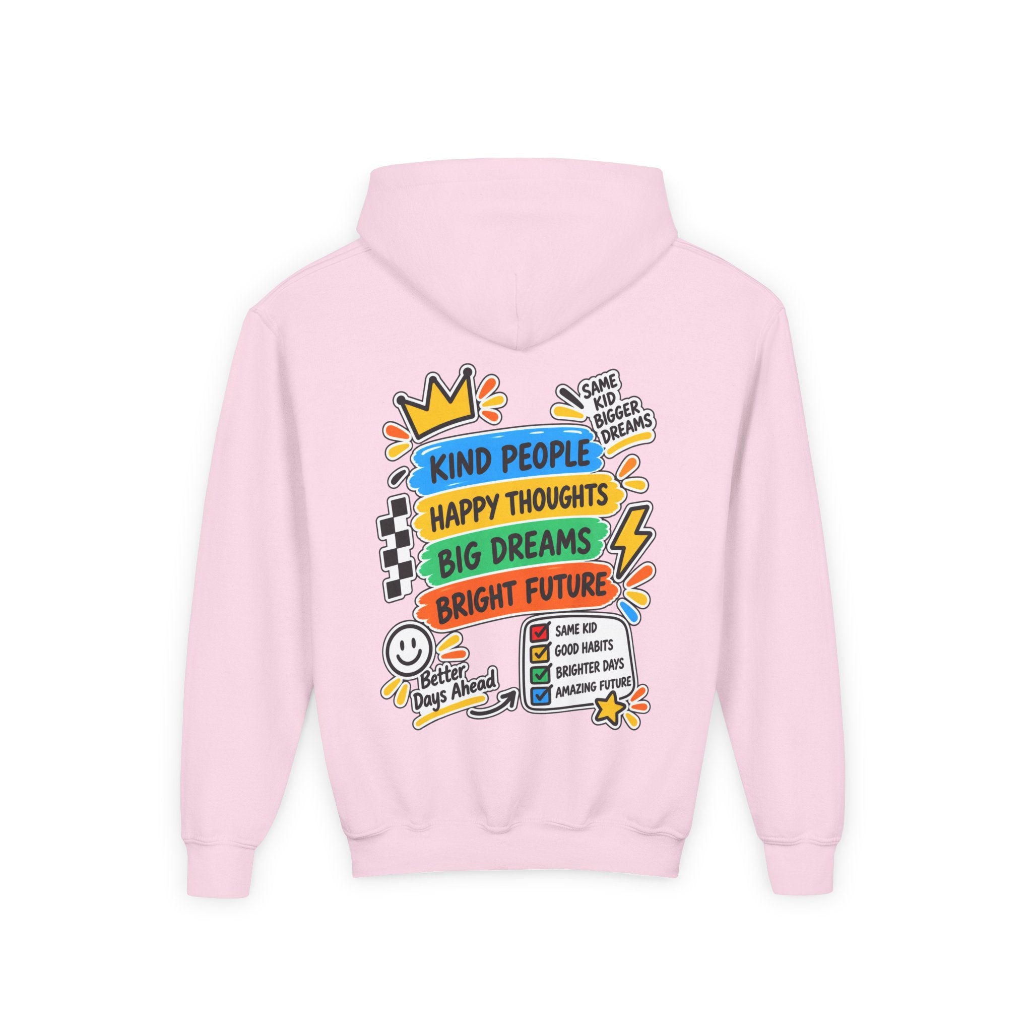 Youth Hoodie - "Good Vibes Always" Colorful Positive Graphic