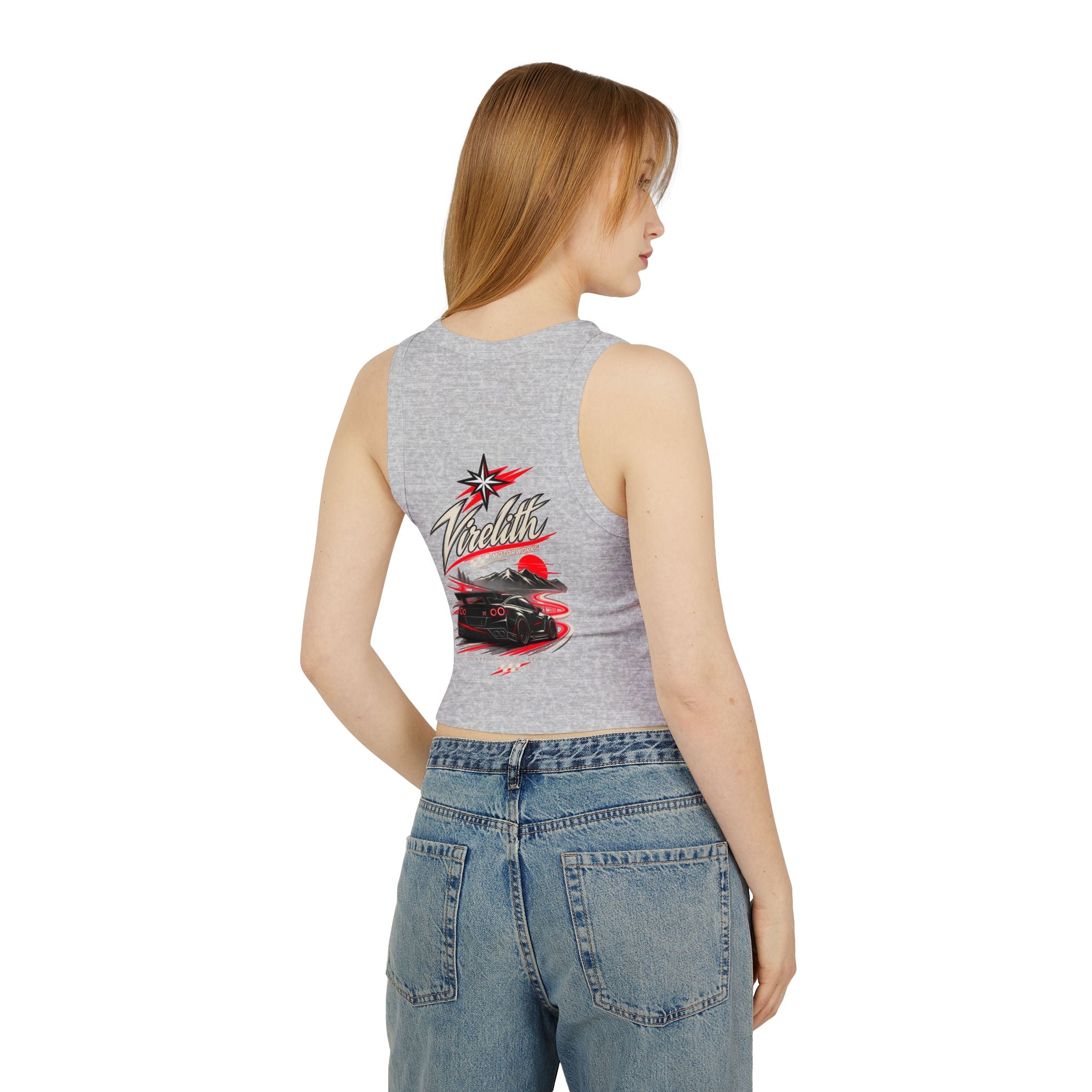 Racer Tank Top — Vintage Speed Virelith Graphic (Front Logo & Back Racing Car)