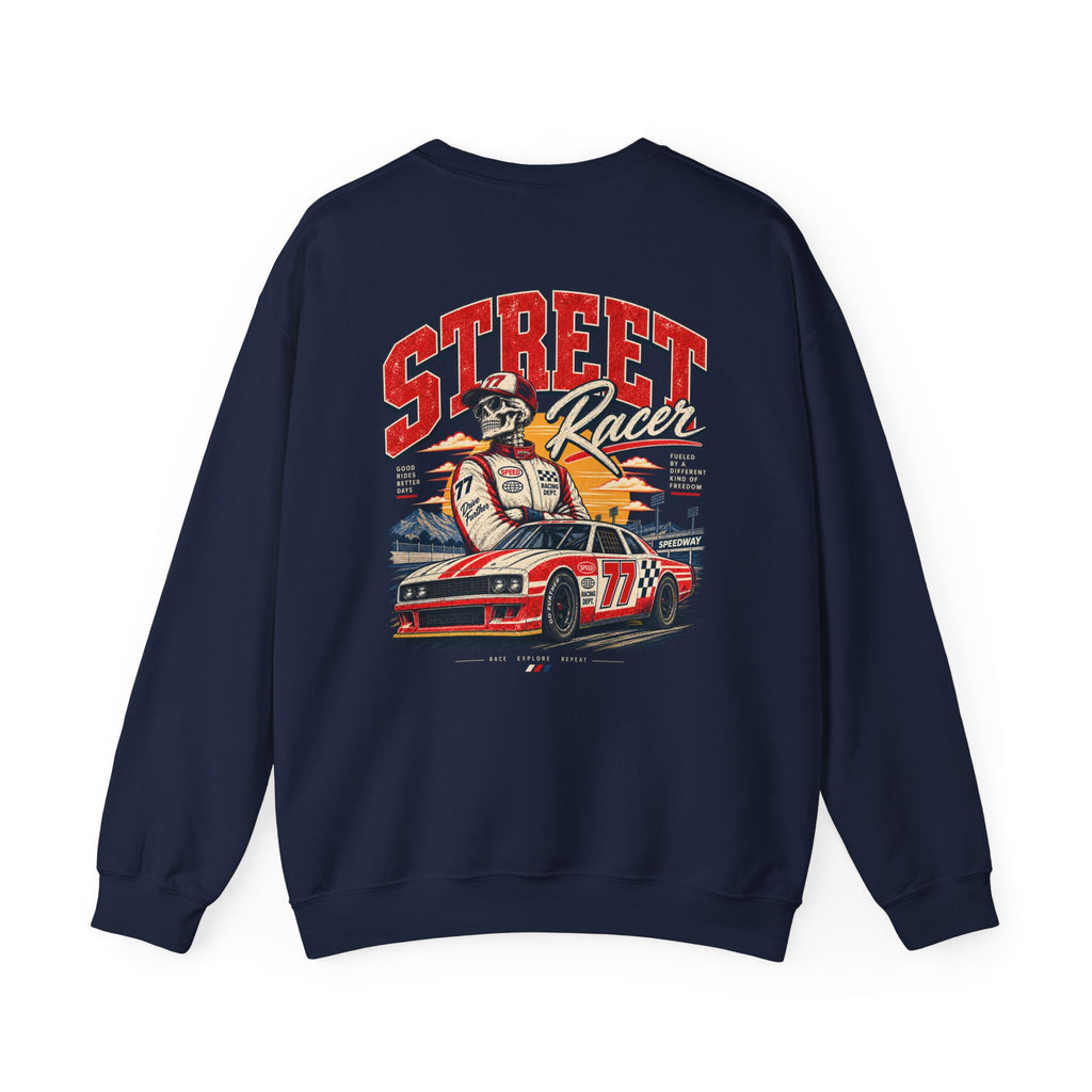 Street Racer Crewneck Sweatshirt — Vintage Car Racing Graphic