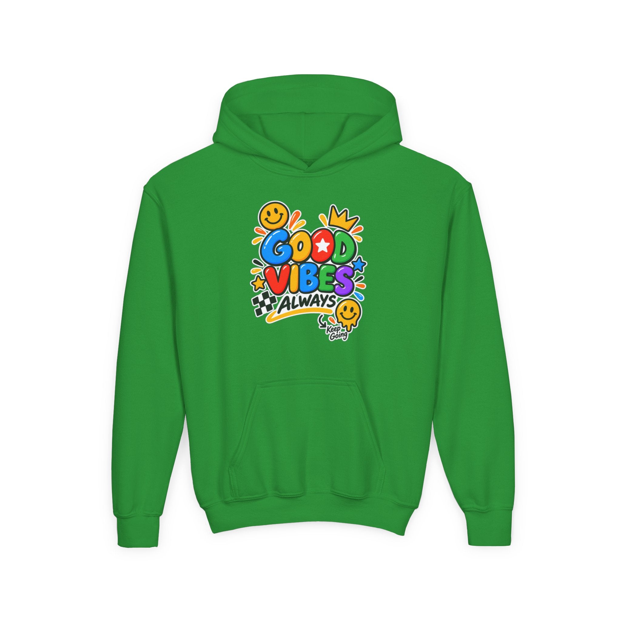 Youth Hoodie - "Good Vibes Always" Colorful Positive Graphic