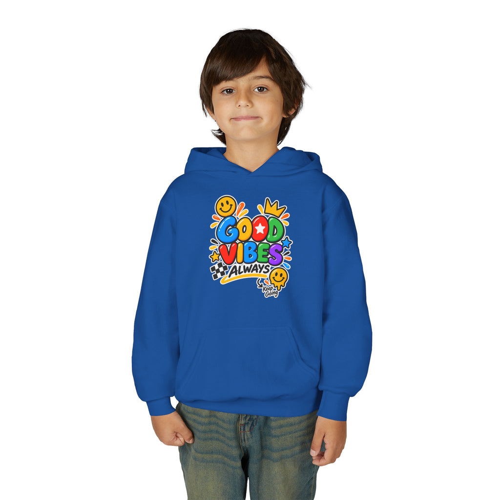 Youth Hoodie - "Good Vibes Always" Colorful Positive Graphic