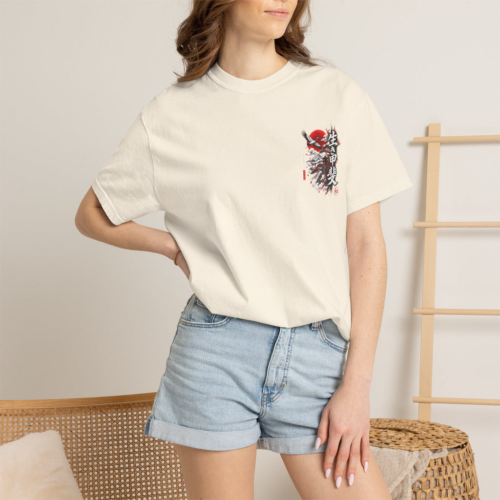 Japanese Ronin Graphic Tee - Lone Wanderer & Red Sun Vintage Streetwear